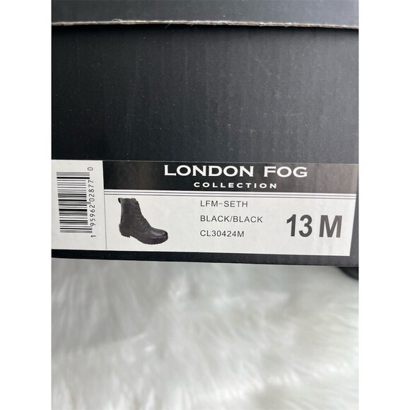 ? London Fog Collection Men\'s Seth Duck Boots Black Waterproof Lace-Up Size 13